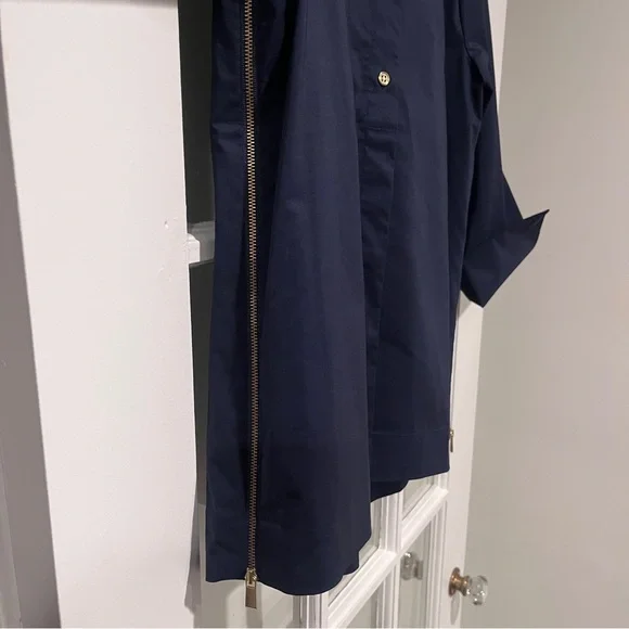 Hinson Wu Savannah Shirt Blouse Side Zippers French Cuff 3/4 Sleeves Navy Sz S - Picture 3 of 14